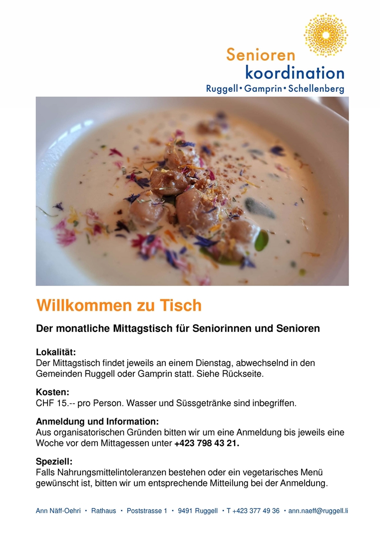 Mittagstisch für Seniorinnen und Senioren 