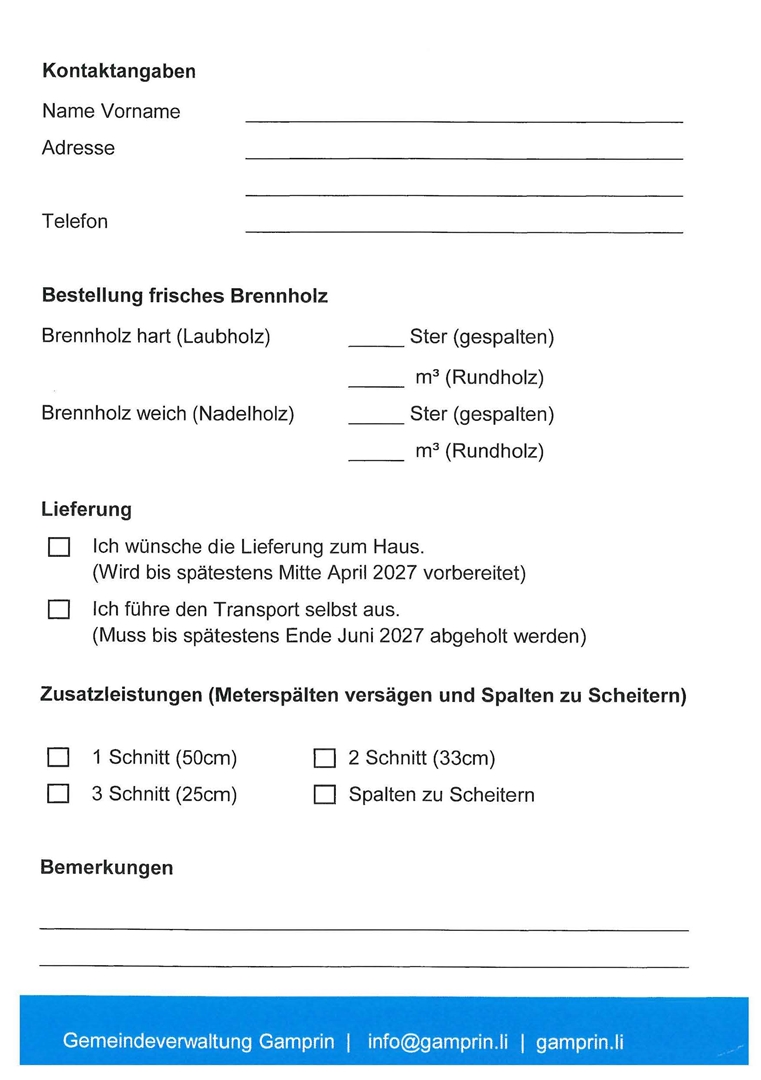 Frisches Brennholz 2027